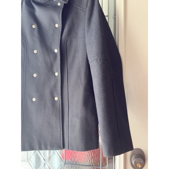 Vintage Guess Womens  SZ LG Pea Coat Double Breasted Black Wool Blend Jacket - Picture 7 of 14